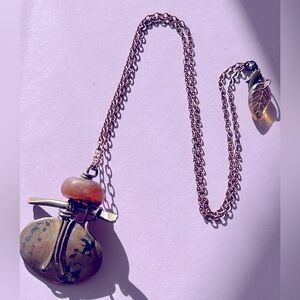 Necklace Artisan Copper “Prehistoric” Goddess, 1.5”, Carnelian head, 18“ chain